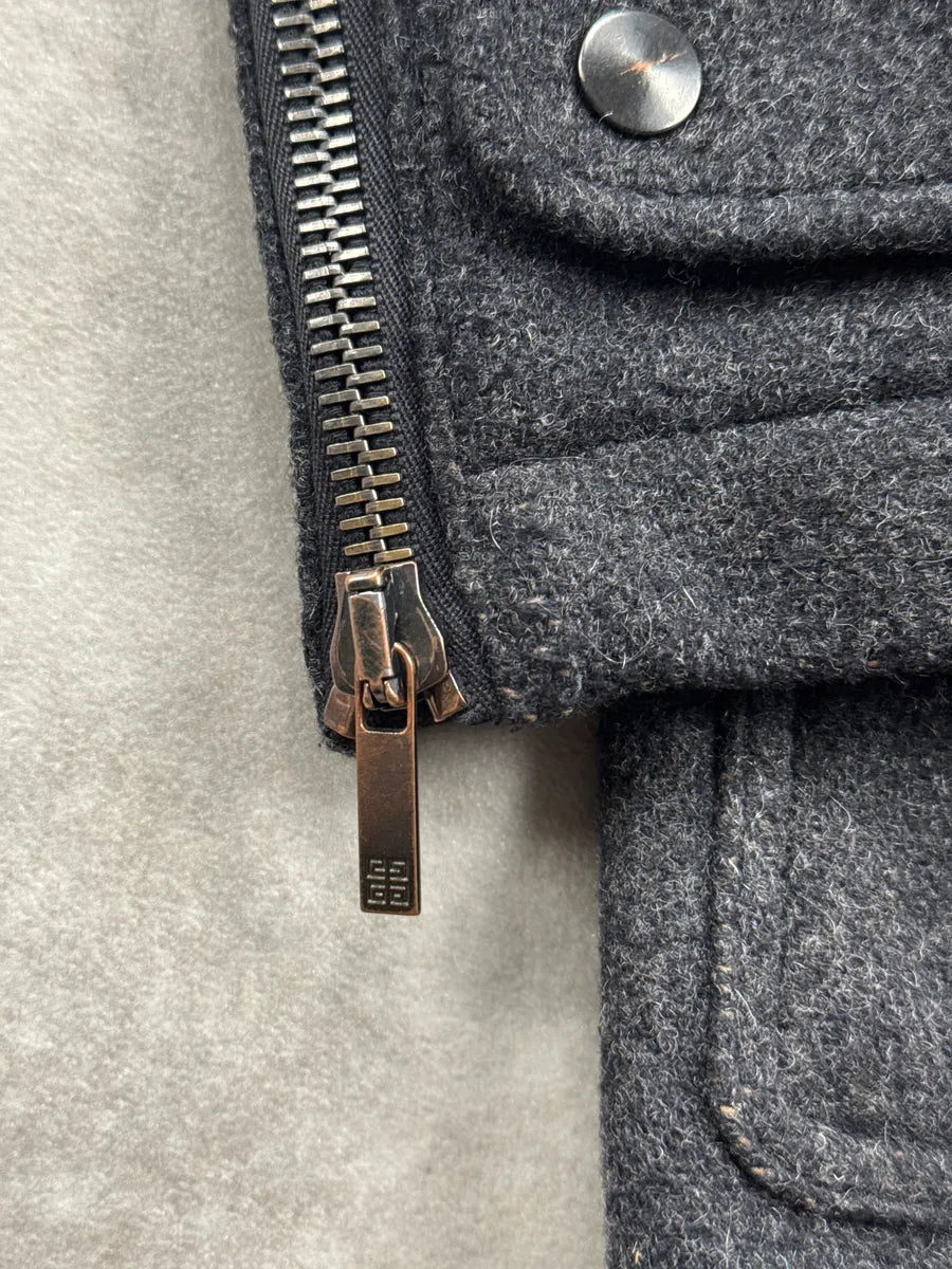 AW2010 Givenchy Grey Wool Hooded Tartan Lined Toggle Coat xaZjtMLk 7