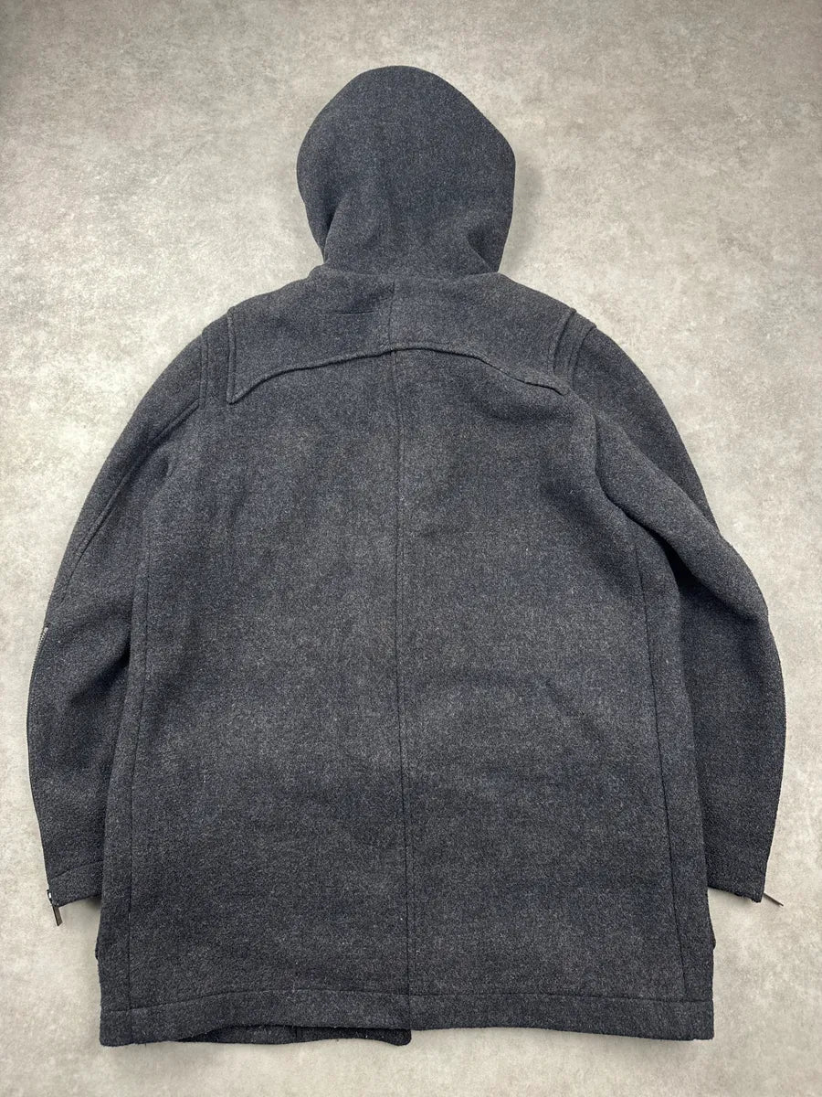 AW2010 Givenchy Grey Wool Hooded Tartan Lined Toggle Coat xaZjtMLk 4