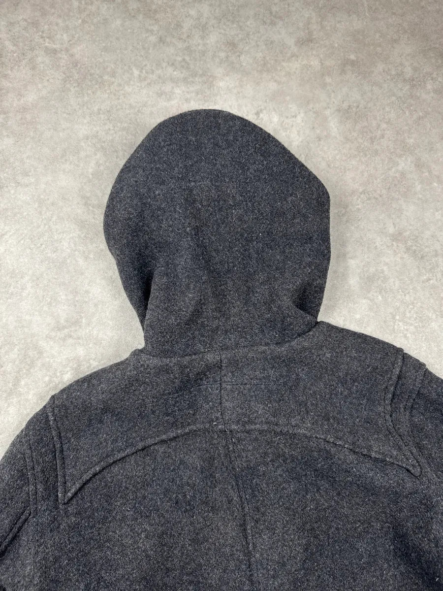 AW2010 Givenchy Grey Wool Hooded Tartan Lined Toggle Coat xaZjtMLk 9