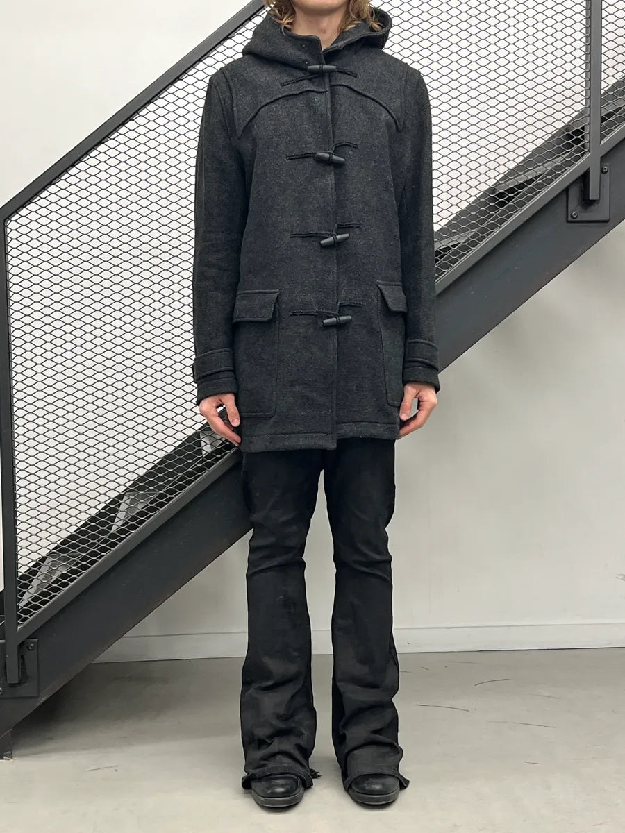 AW2010 Givenchy Grey Wool Hooded Tartan Lined Toggle Coat xaZjtMLk 1
