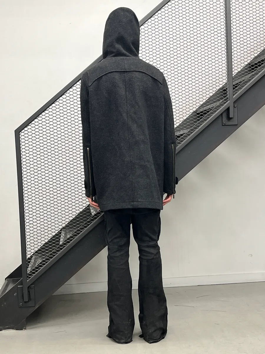 AW2010 Givenchy Grey Wool Hooded Tartan Lined Toggle Coat xaZjtMLk 2