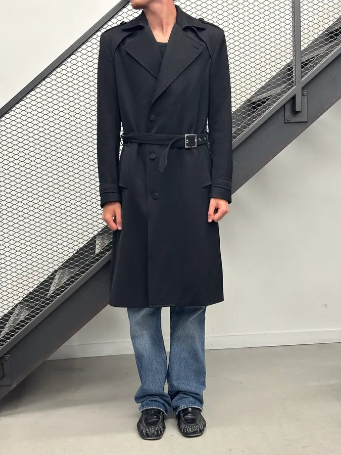 2000s Xavier Delcour Black Classy Trench Coat kJrUWHD 1
