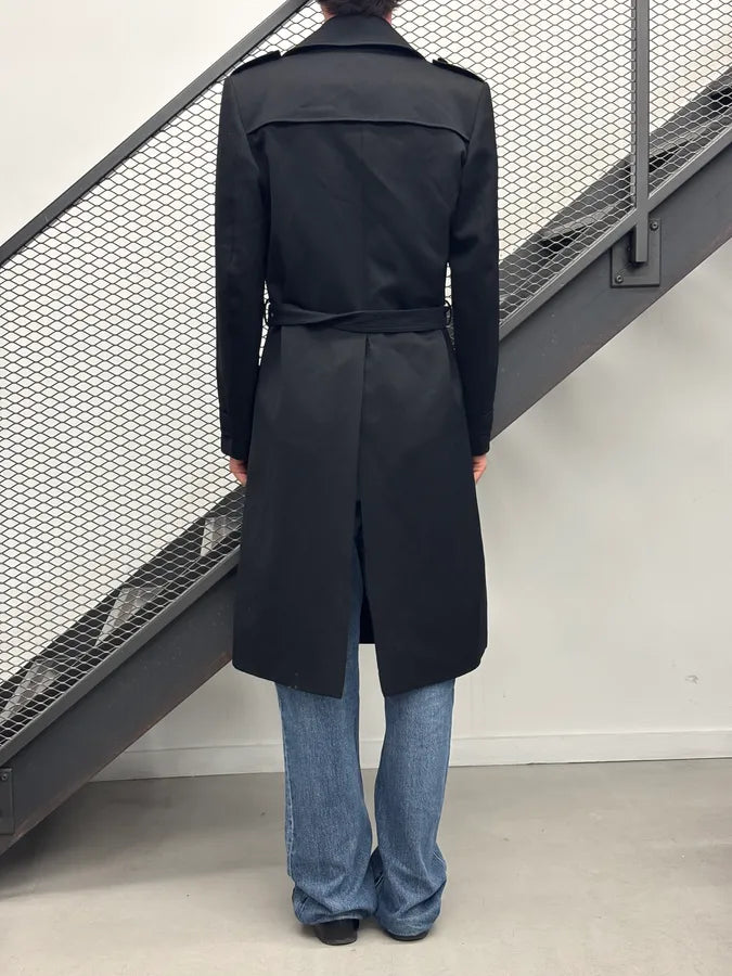 2000s Xavier Delcour Black Classy Trench Coat kJrUWHD 2