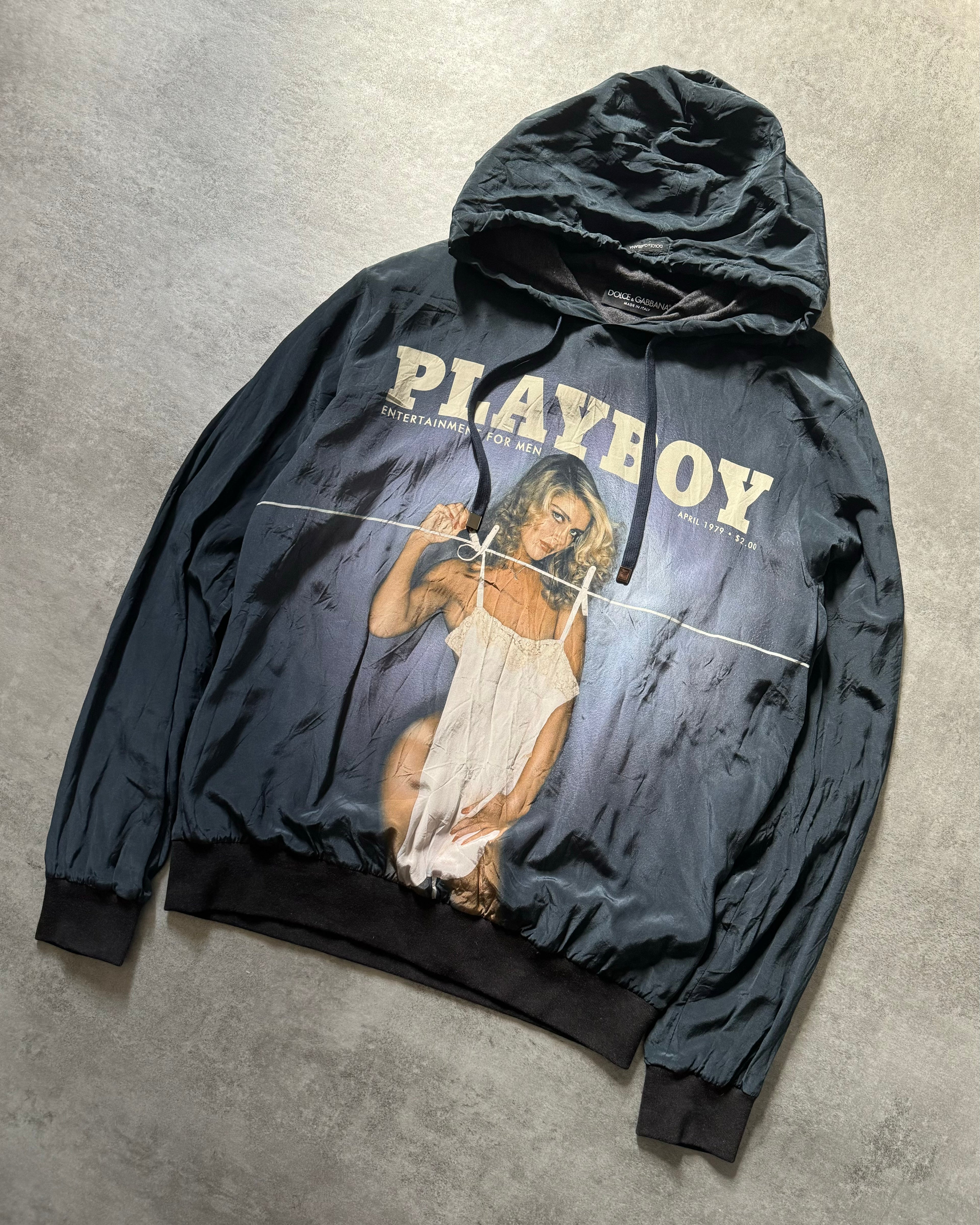 Dolce & Gabbana Playboy 1979 Cover Technical Silk Navy Sweater (L) - 3