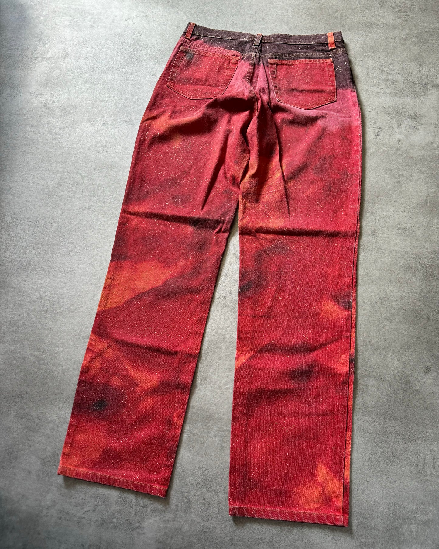 FW2001 Roberto Cavalli Red Nature Leaves Worlds Pants  (M) - 8