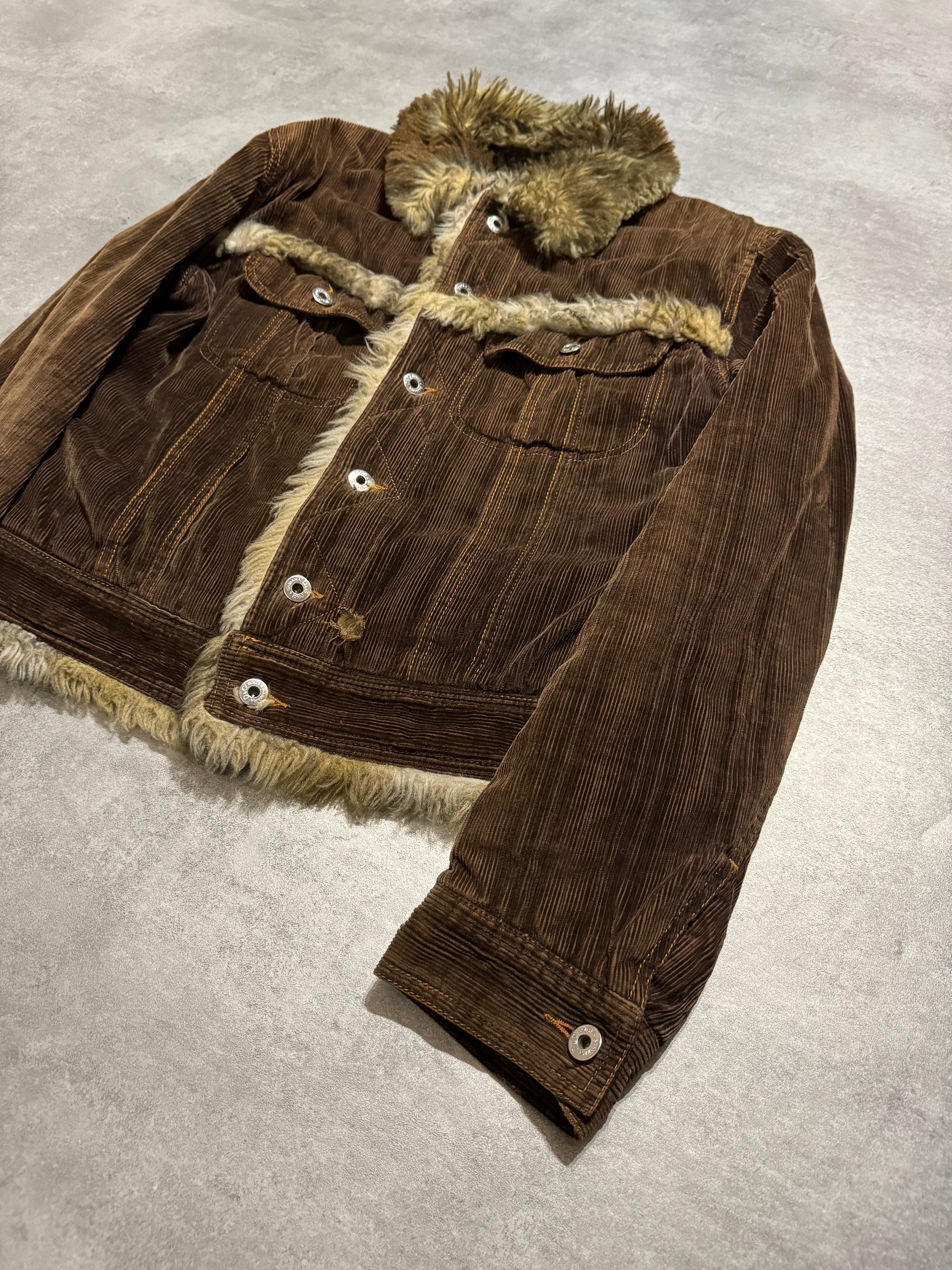 FW2001 Dolce & Gabbana Fur Striped Corduroy Jacket (M/L) - 7