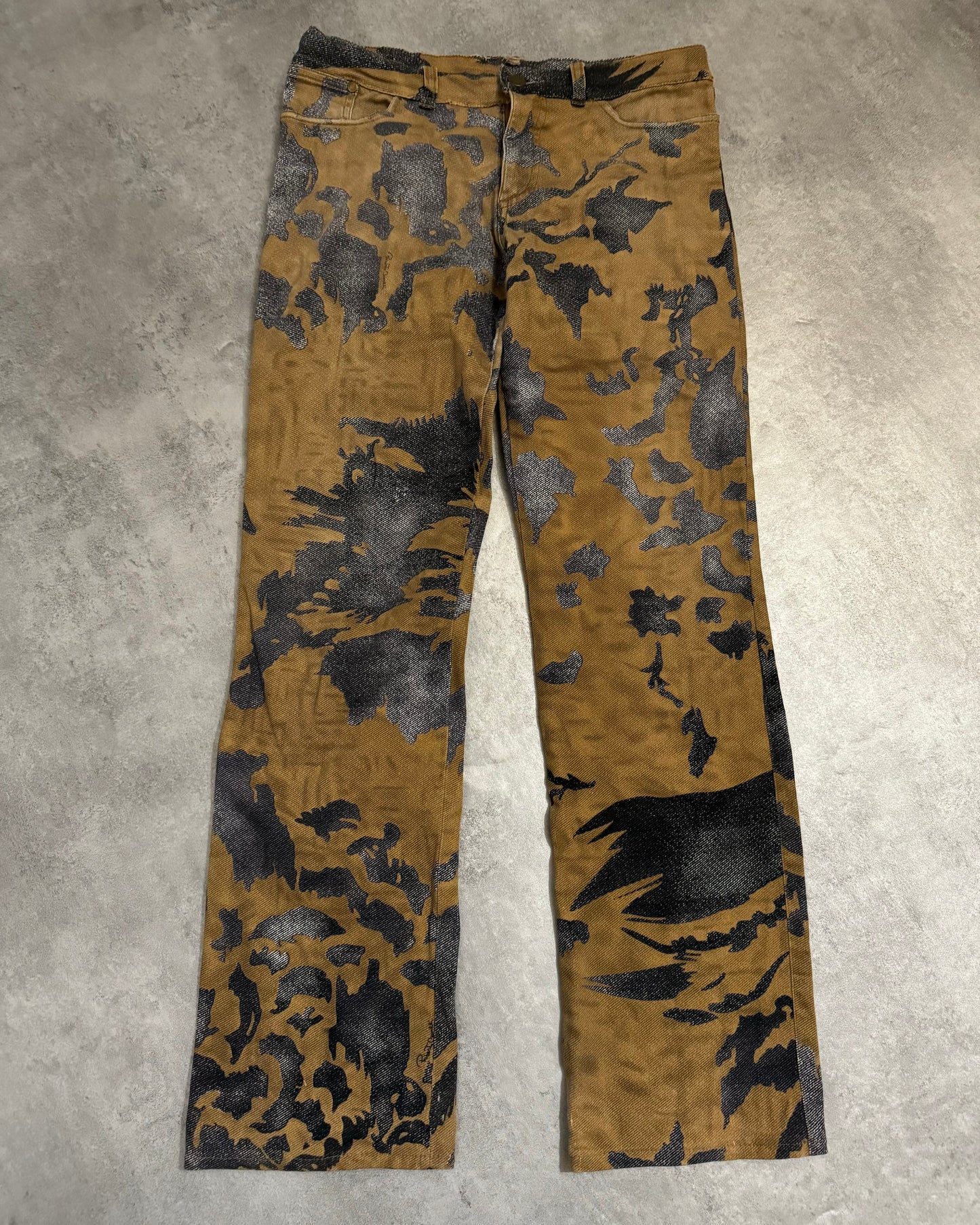 AW2001/02 Roberto Cavalli Brown Crow Peace Camouflage Pants  (S) - 1