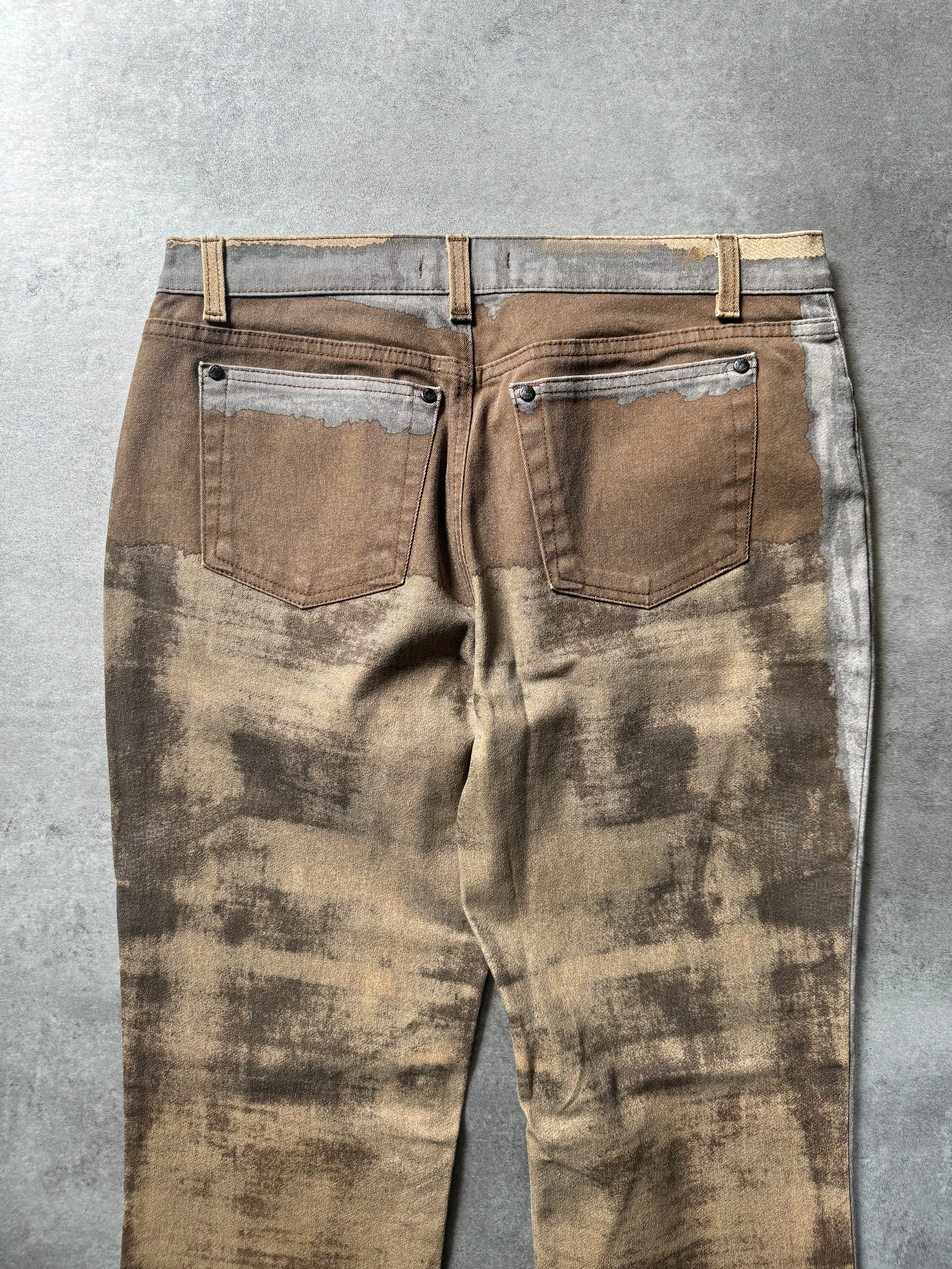 FW01 Roberto Cavalli Brown Autumn Forest Wood Pants (S) - 8