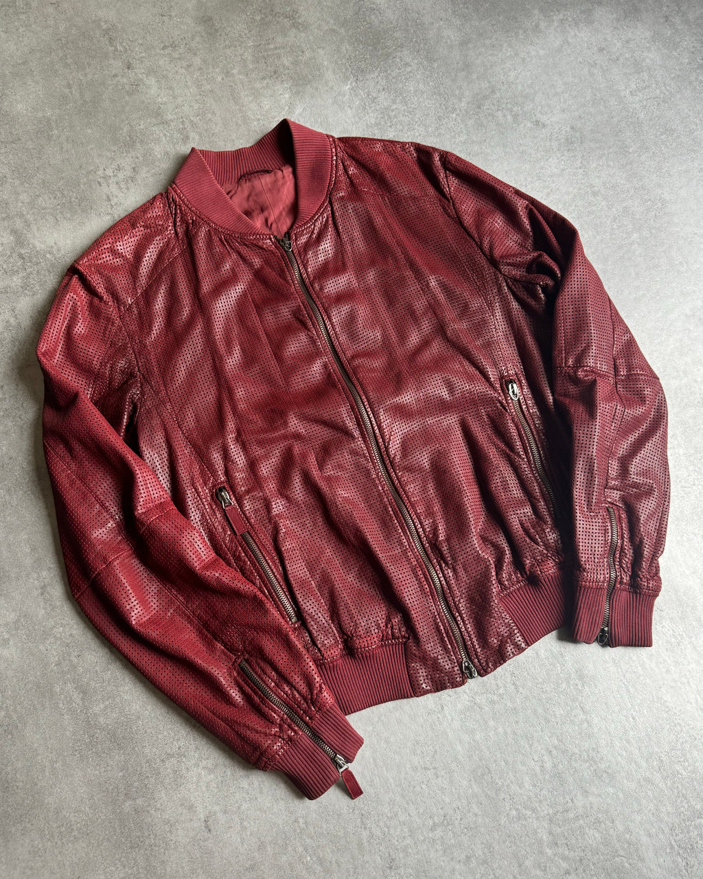 SS2010 Emporio Armani Red Lamb Leather Pure Italian Jacket (M) - 10