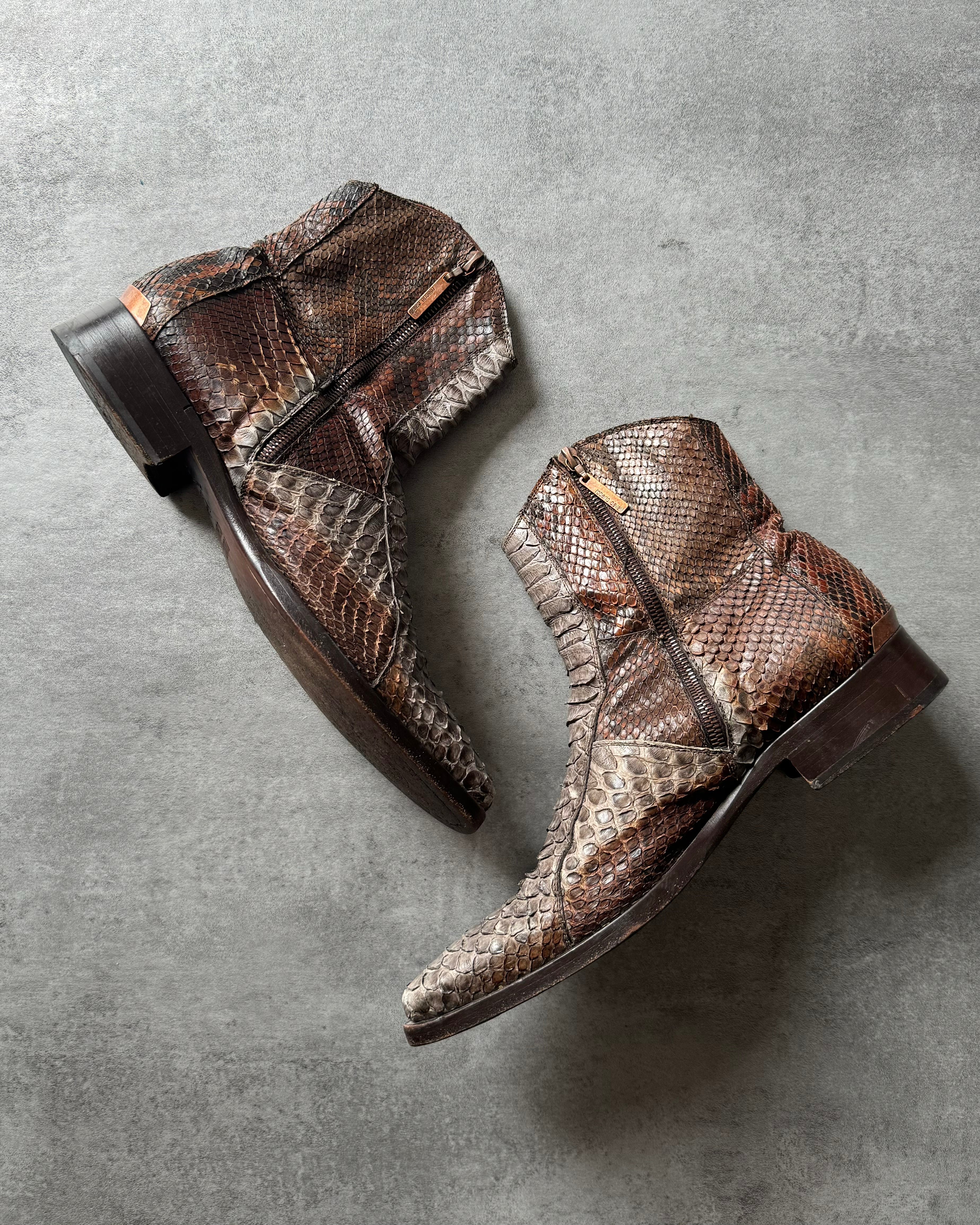 AW2003 Roberto Cavalli Python Leather Cow-Boy Boots  (42) - 7