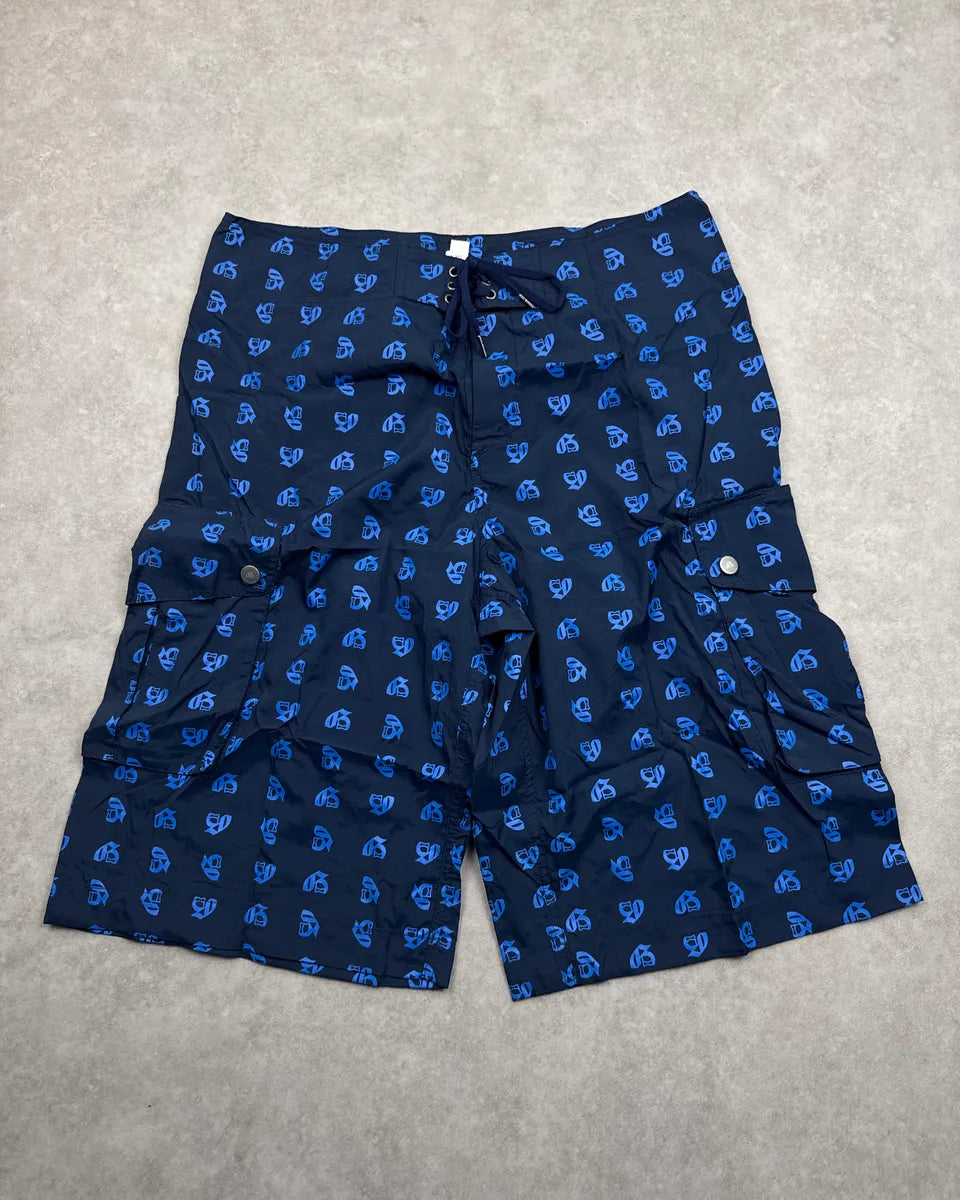 John Galliano Navy All-Over Monogram Cargo Shorts xjMmTmfh 3