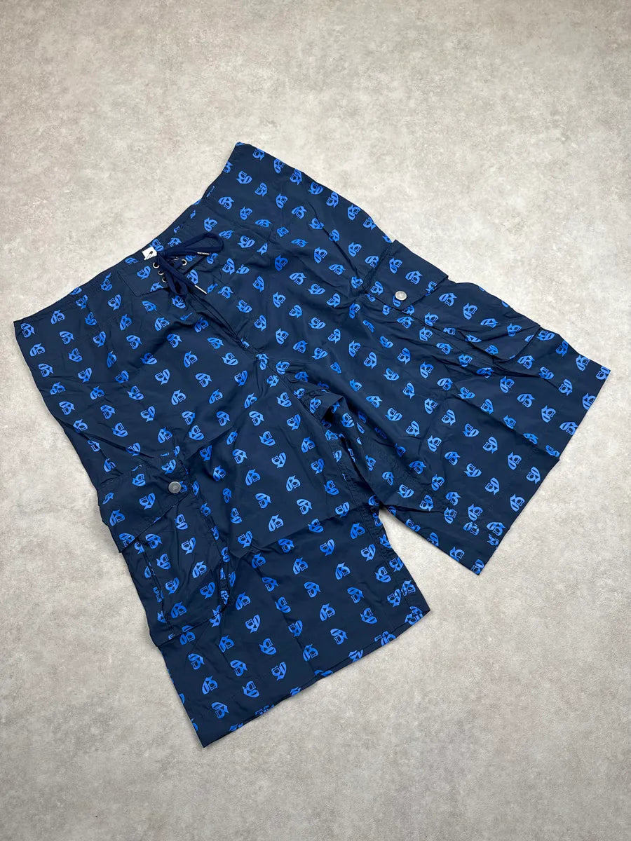 John Galliano Navy All-Over Monogram Cargo Shorts xjMmTmfh 4