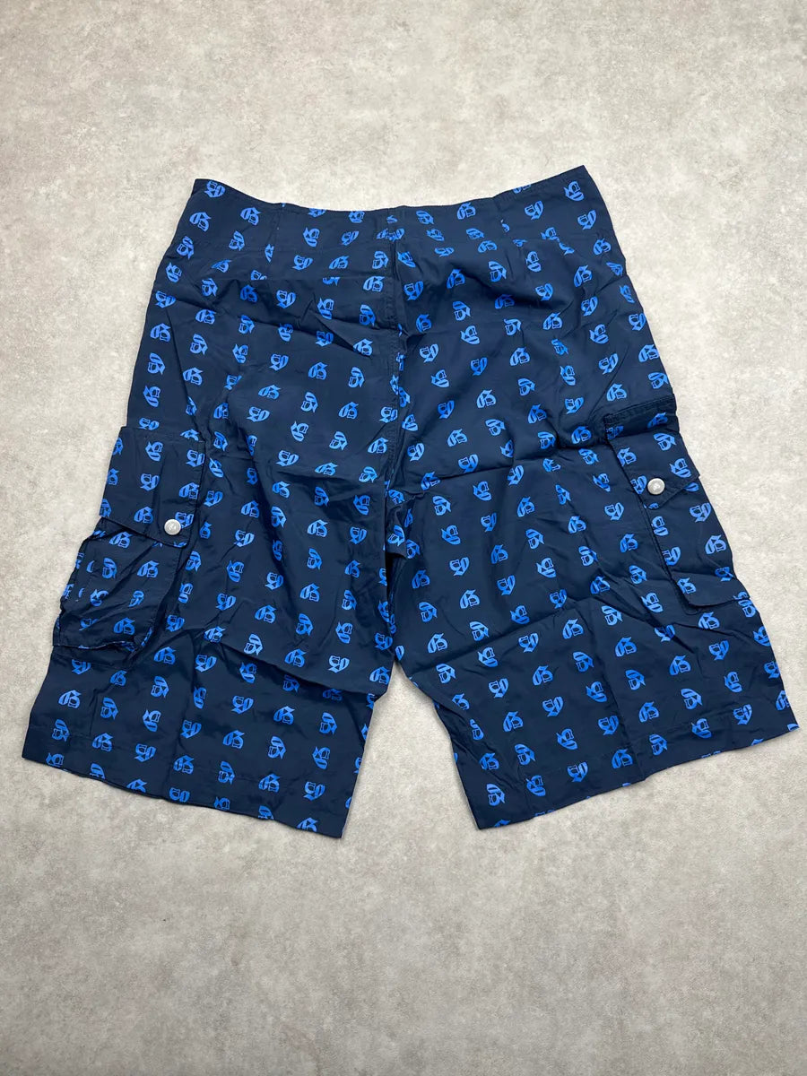 John Galliano Navy All-Over Monogram Cargo Shorts xjMmTmfh 5