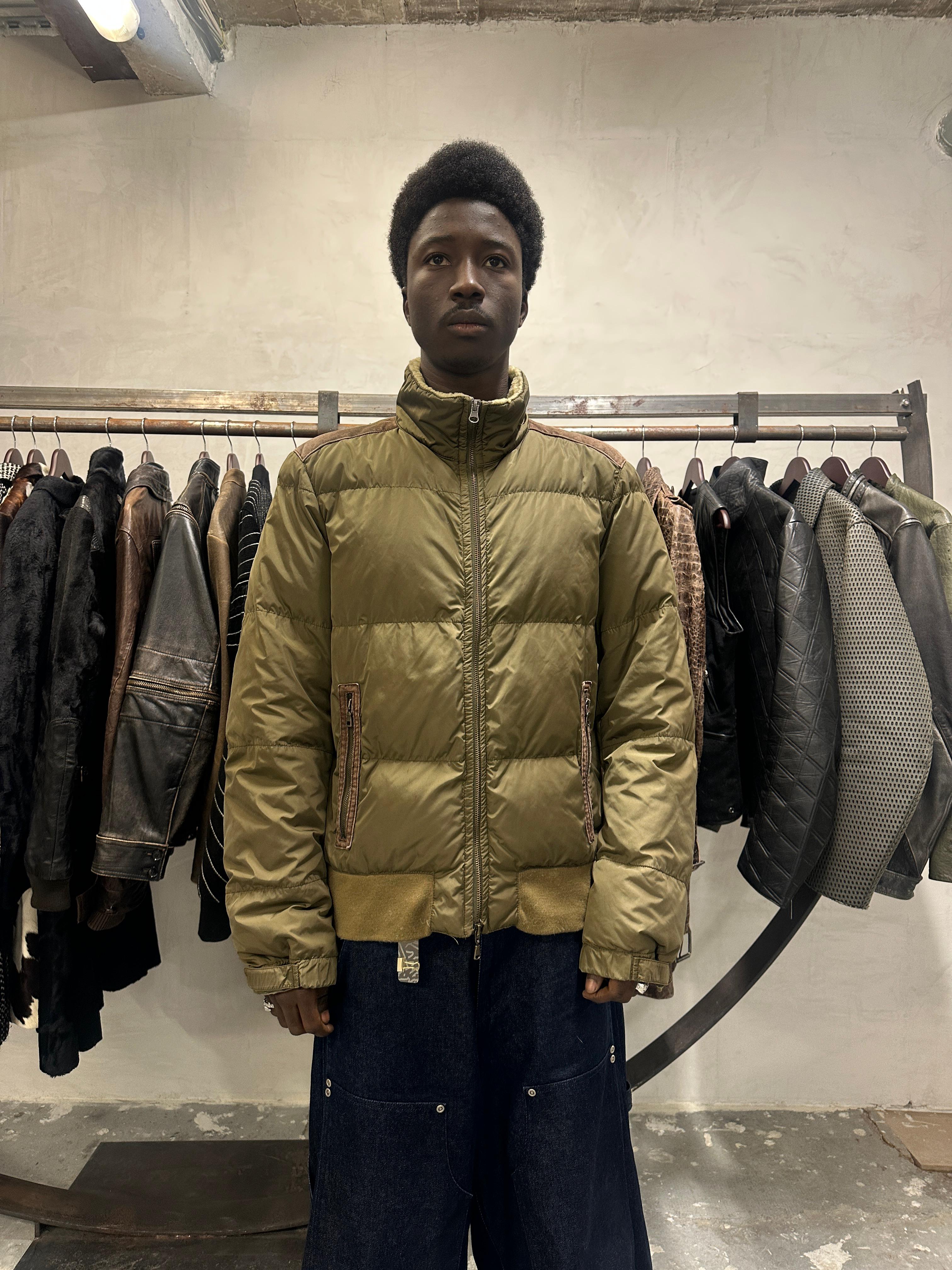 2000s Prada Linea Rossa Olive Puffer Padded Jacket (L) - 2