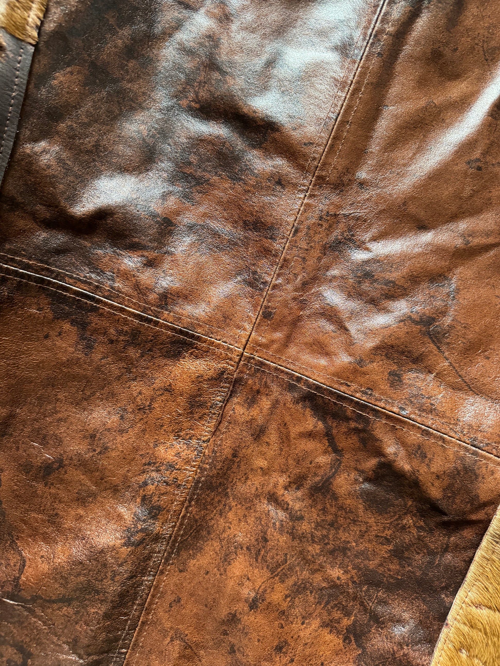 2000s Imperial Cowhide Brown Fur Leather Jacket (M) - 6
