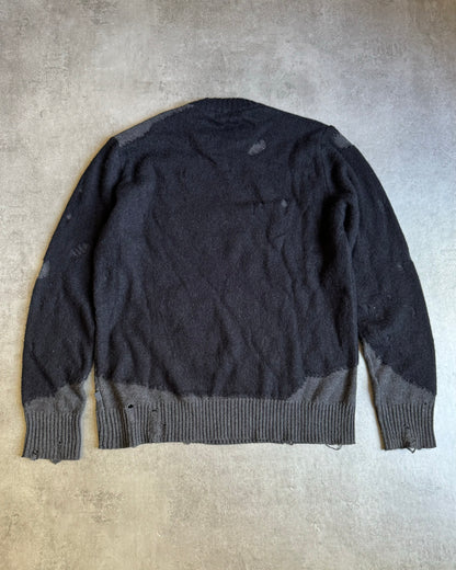 AW2018 Diesel Grey & Black Distressed Sweater (M) - 4