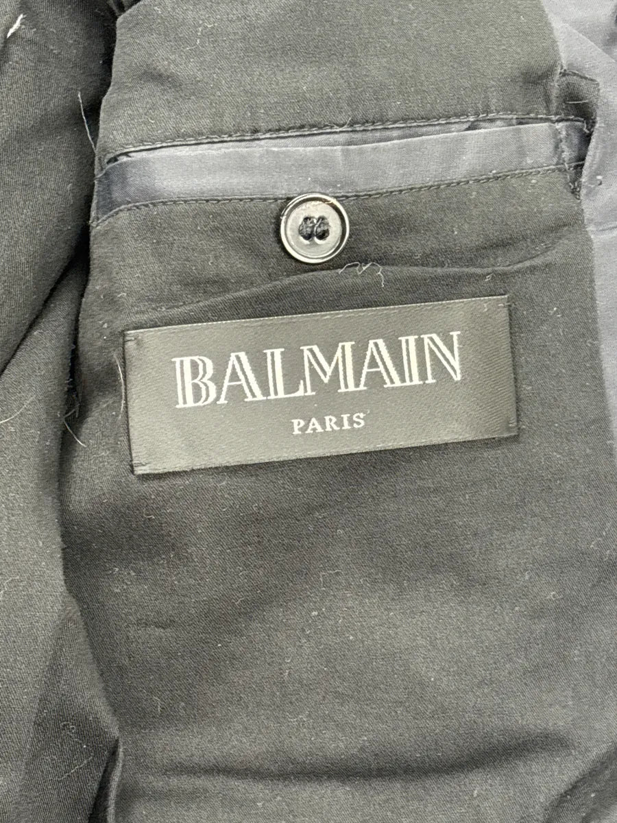 AW2015 Balmain Navy Hybrid Quilted Nylon & Leather Puffer Jacket xtUVUQxm 10