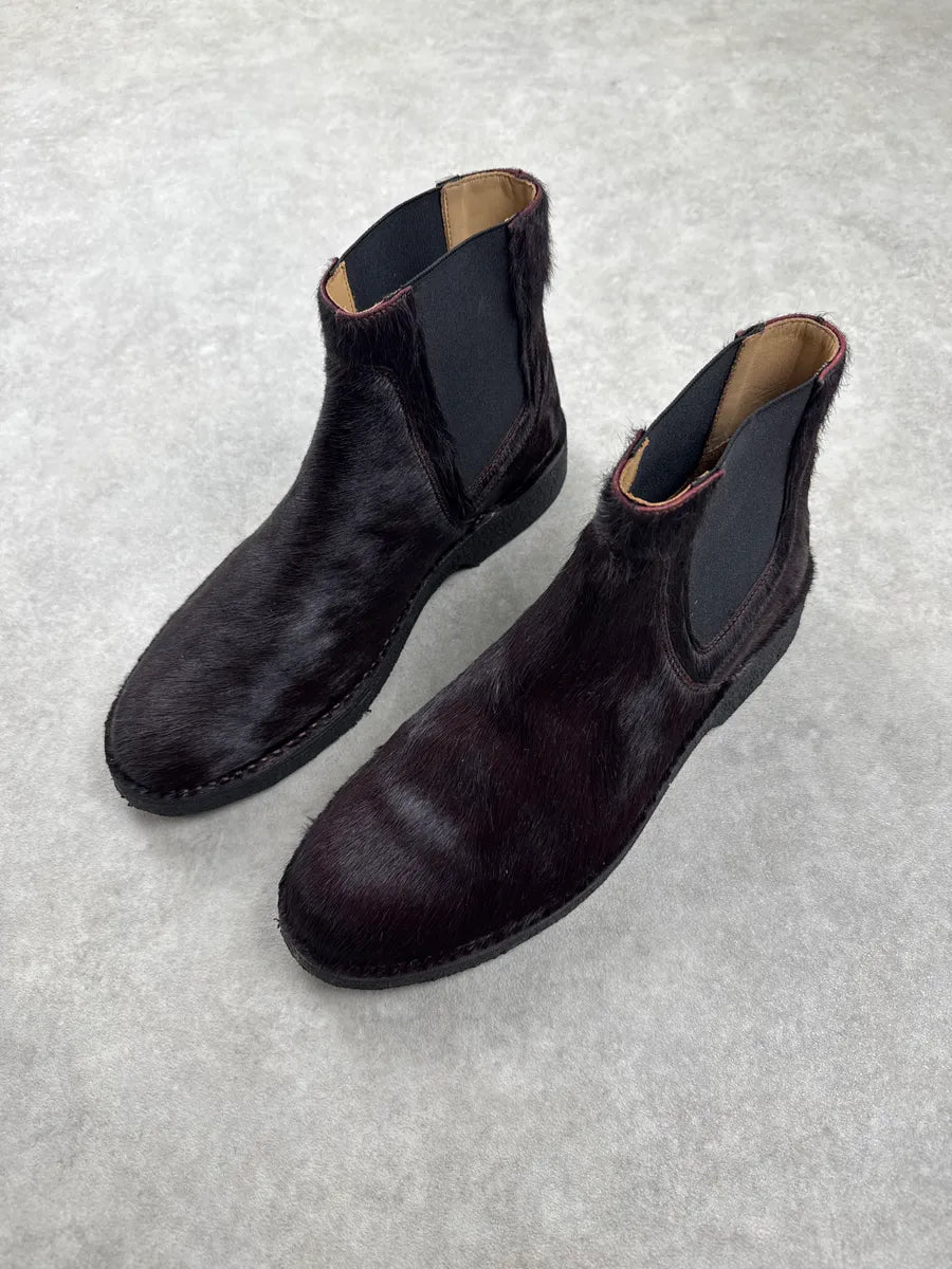 A.P.C. Dark Burgundy Pony Hair Chelsea Boots xtqkcGSj 2