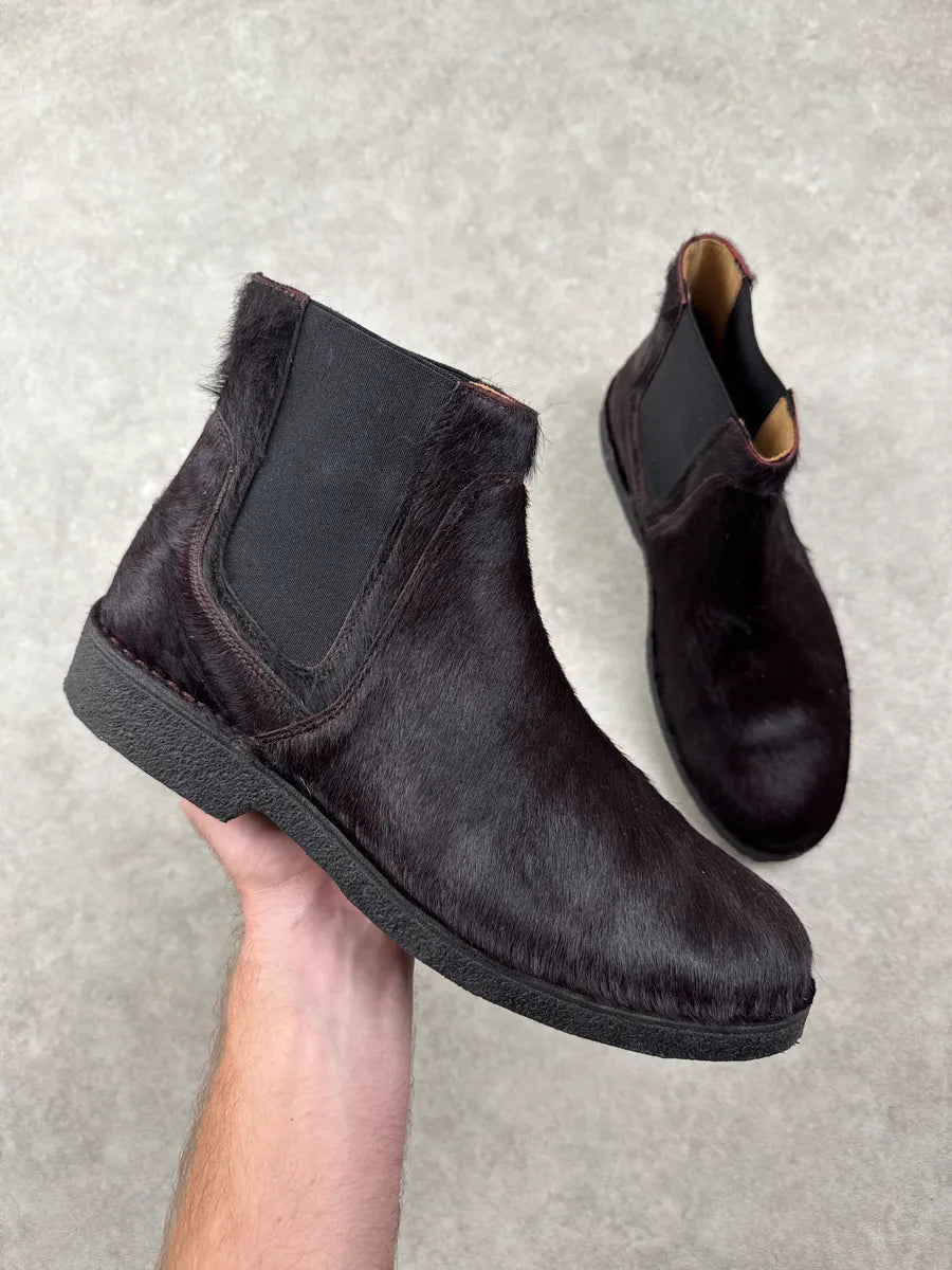 A.P.C. Dark Burgundy Pony Hair Chelsea Boots xtqkcGSj 0
