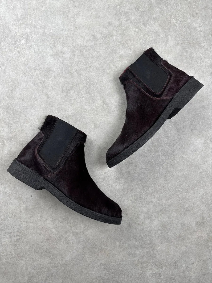 A.P.C. Dark Burgundy Pony Hair Chelsea Boots xtqkcGSj 3