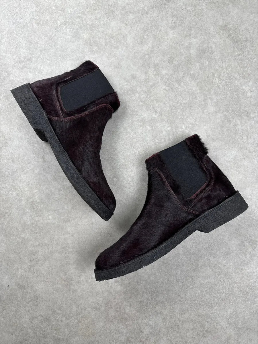 A.P.C. Dark Burgundy Pony Hair Chelsea Boots xtqkcGSj 4