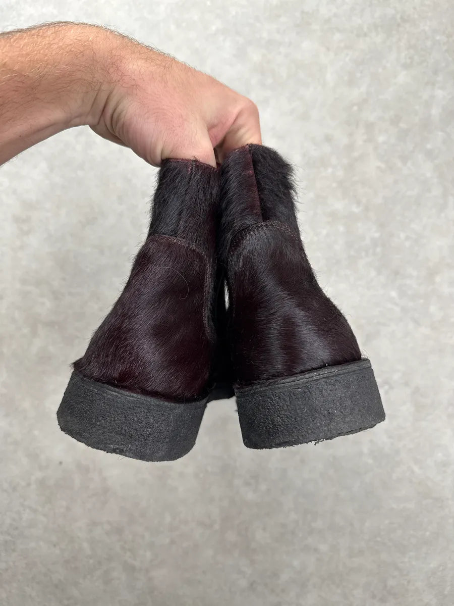 A.P.C. Dark Burgundy Pony Hair Chelsea Boots xtqkcGSj 5