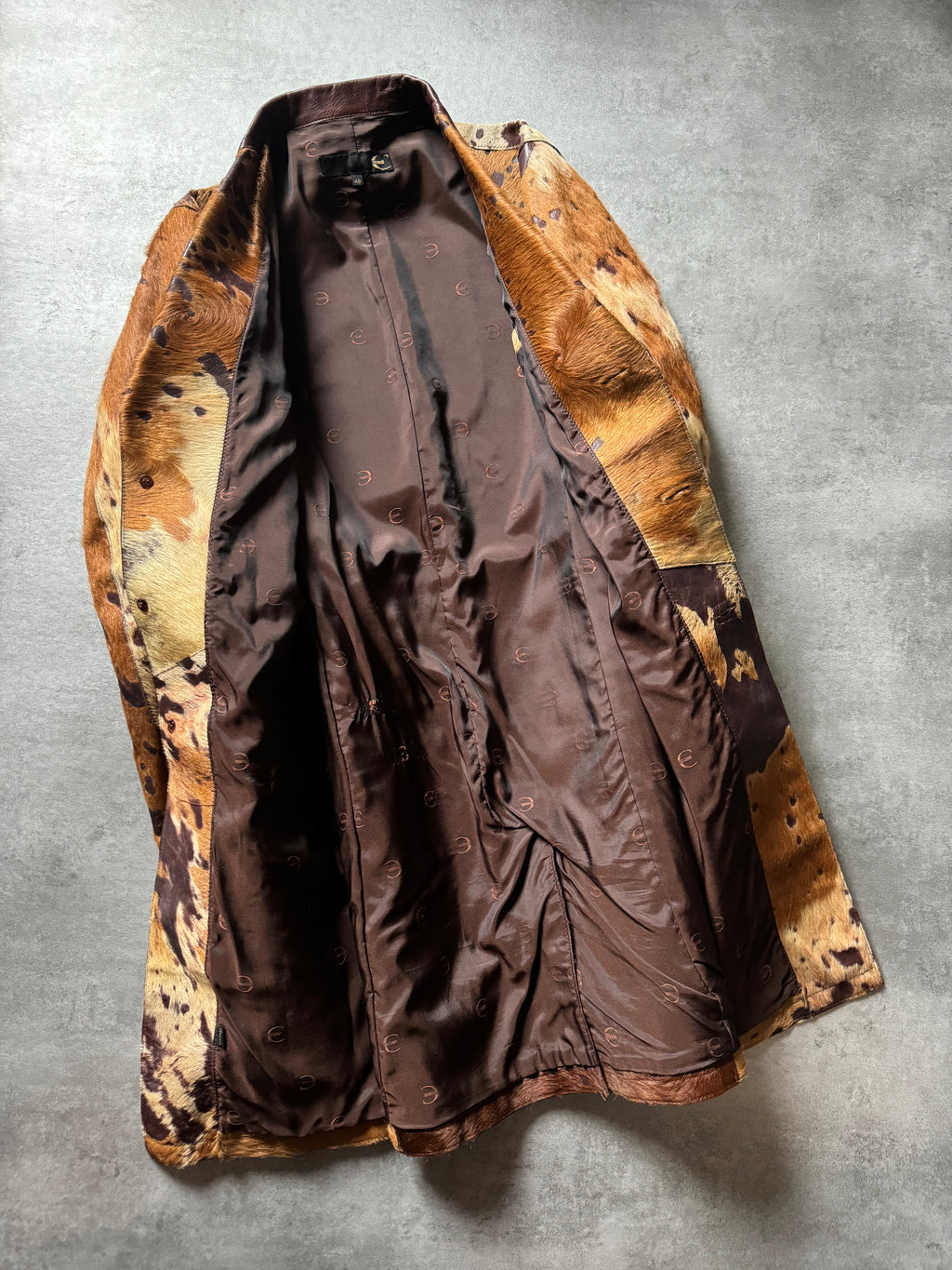 AW2004 Cavalli Brown Pony Hair Long Leather Jacket (M) - 9