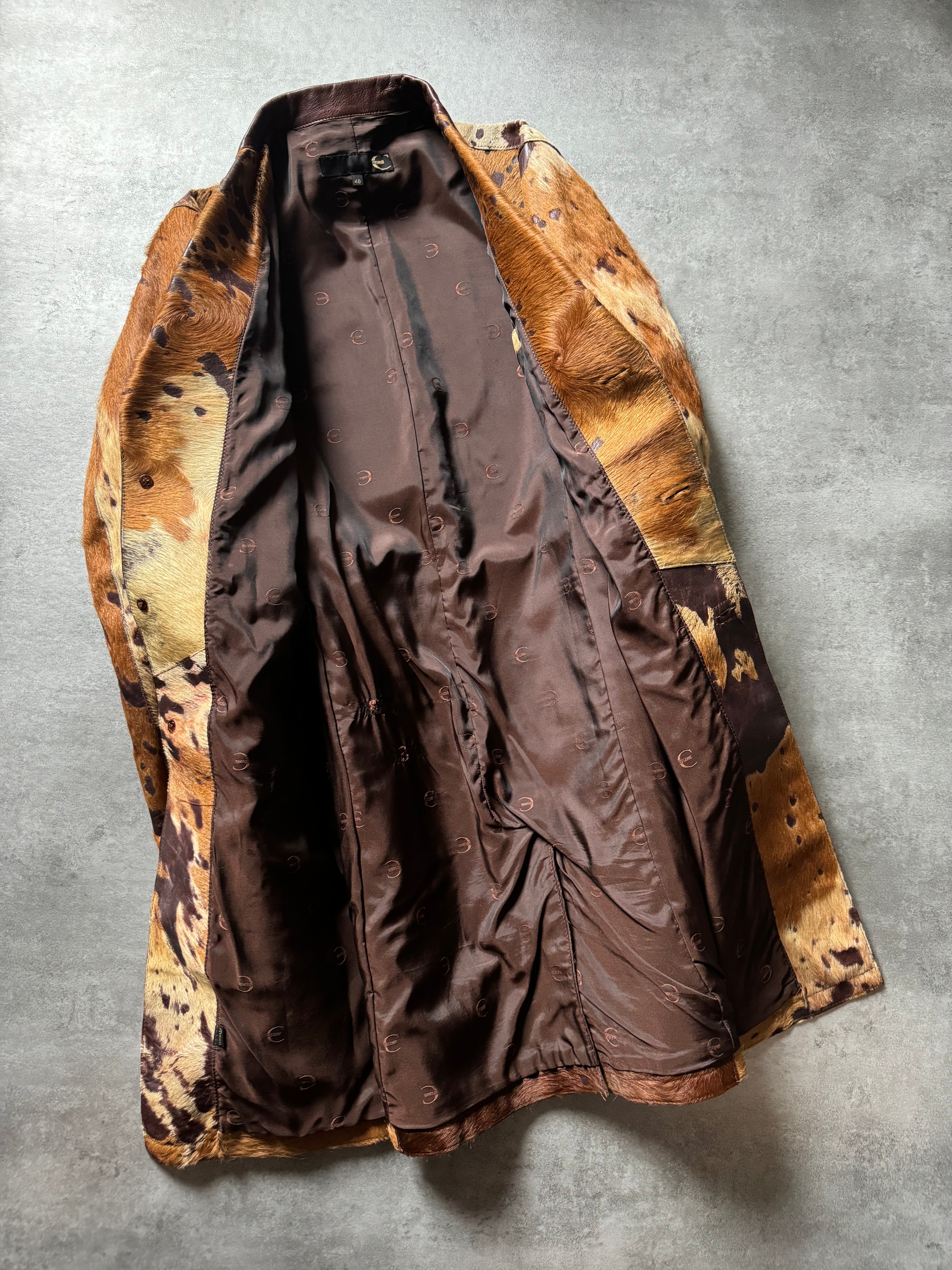 AW2004 Cavalli Brown Pony Hair Long Leather Jacket (M) - 9