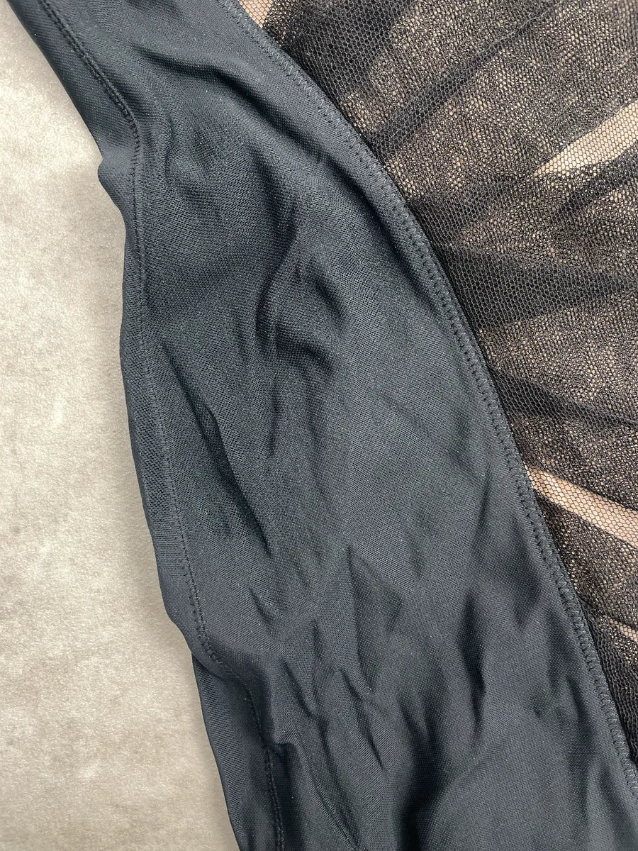 2000s Dolce & Gabbana Black Sunburst Mesh Panel Bustier Dress xugUleOl 7
