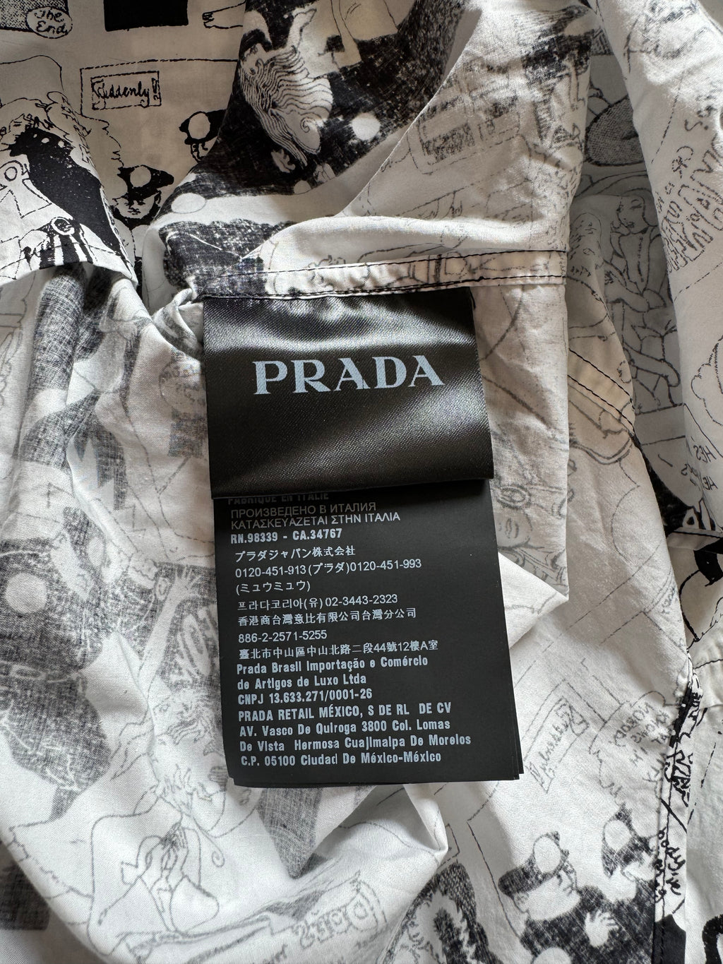 SS2019 Prada Black & White Comics Energy Shirt (S) - 7