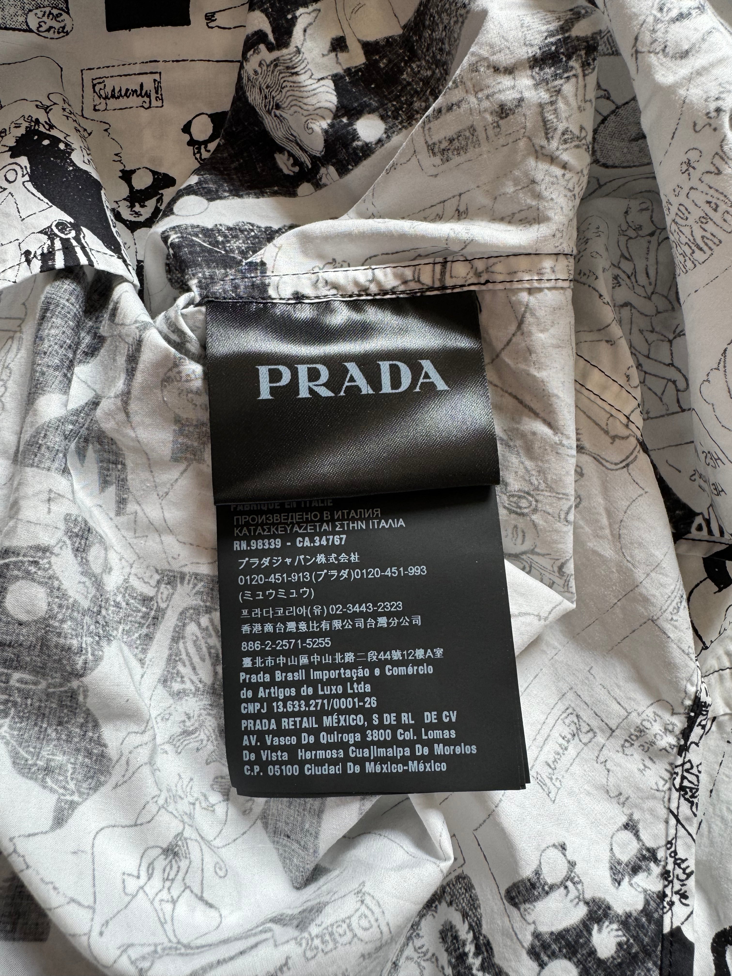 SS2019 Prada Black & White Comics Energy Shirt (S) - 7