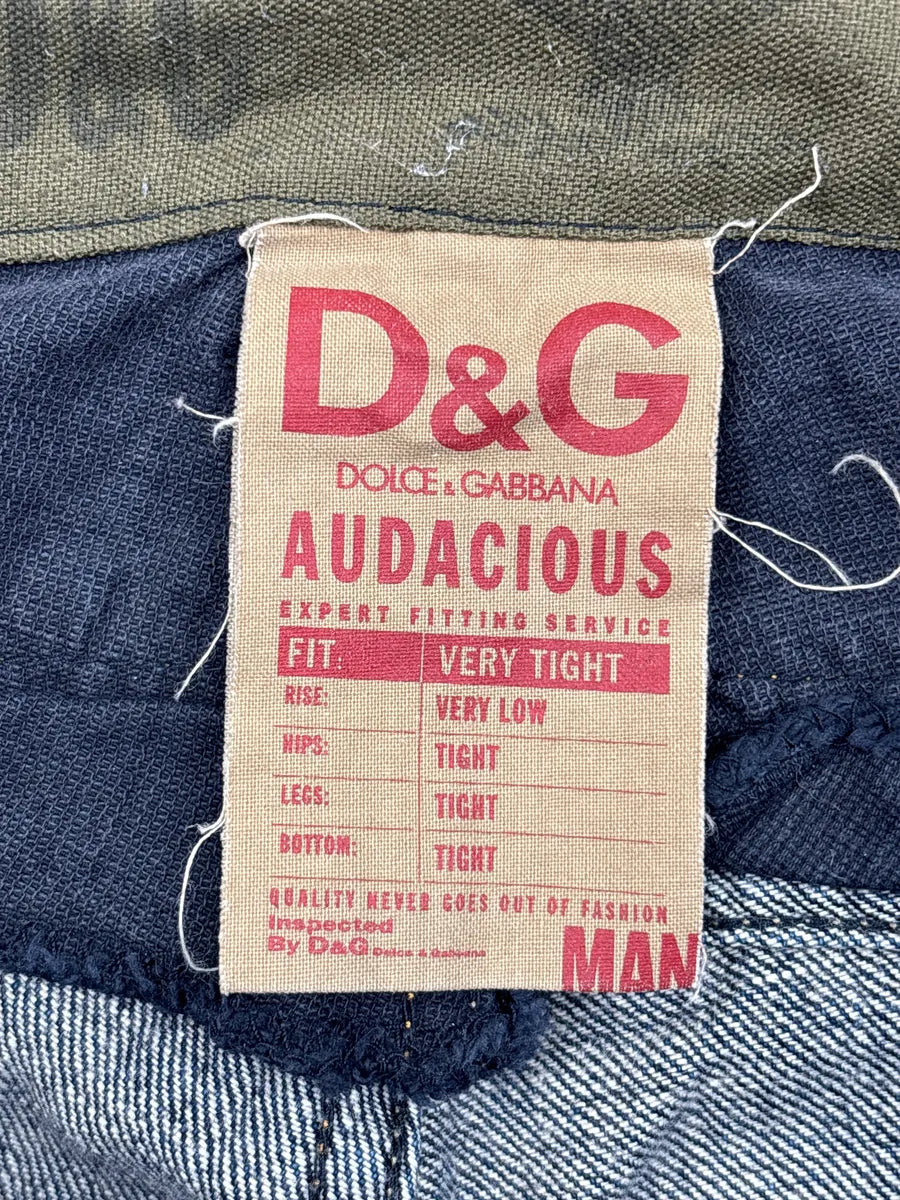 SS2006 Dolce & Gabbana Blue Denim Frayed Waistband Distressed Low Rise Jeans xwmUVzQP 11