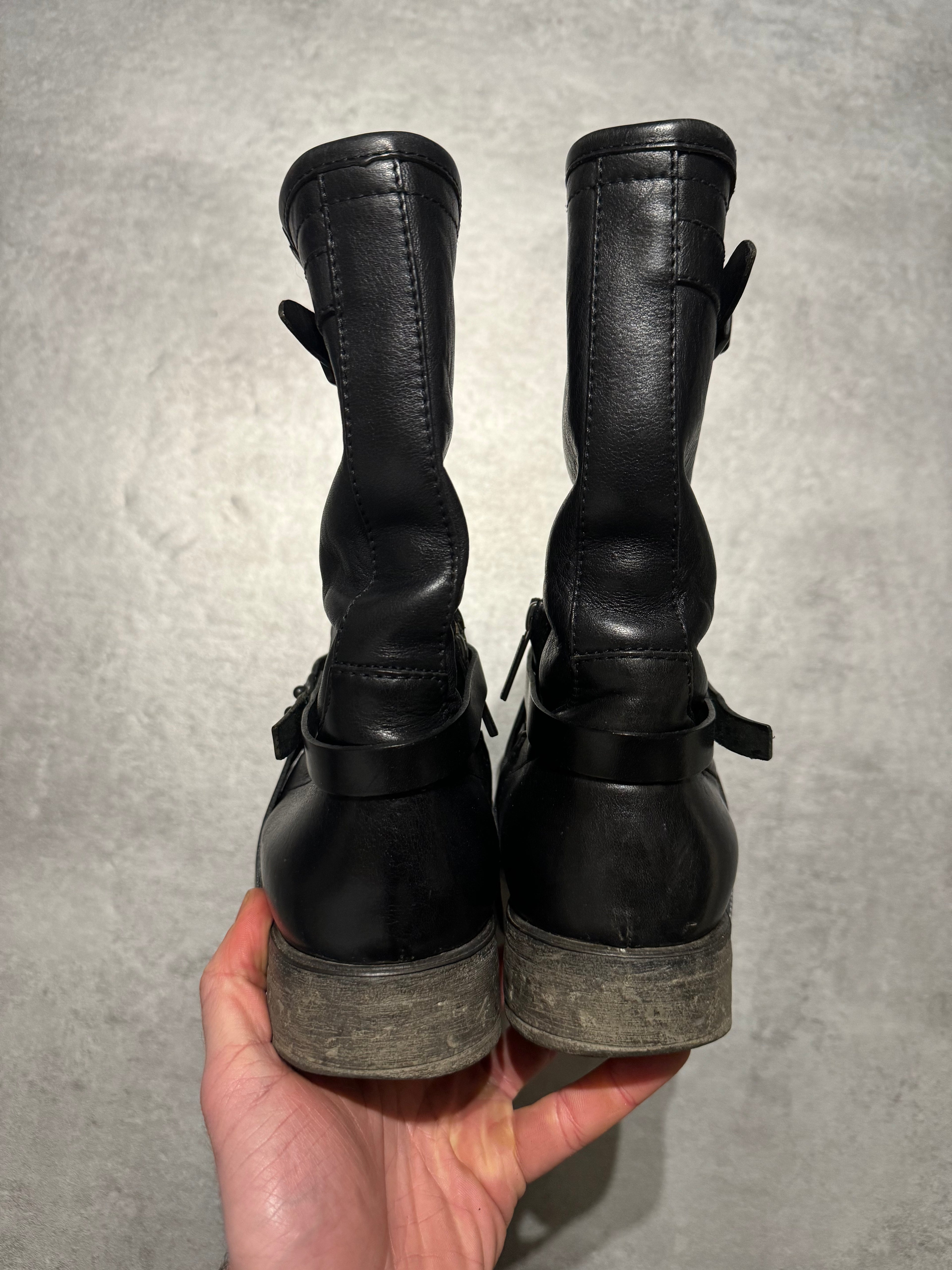 2000s Dirk Bikkembergs Black Ankle Combat Leather Boots (42,5) - 4