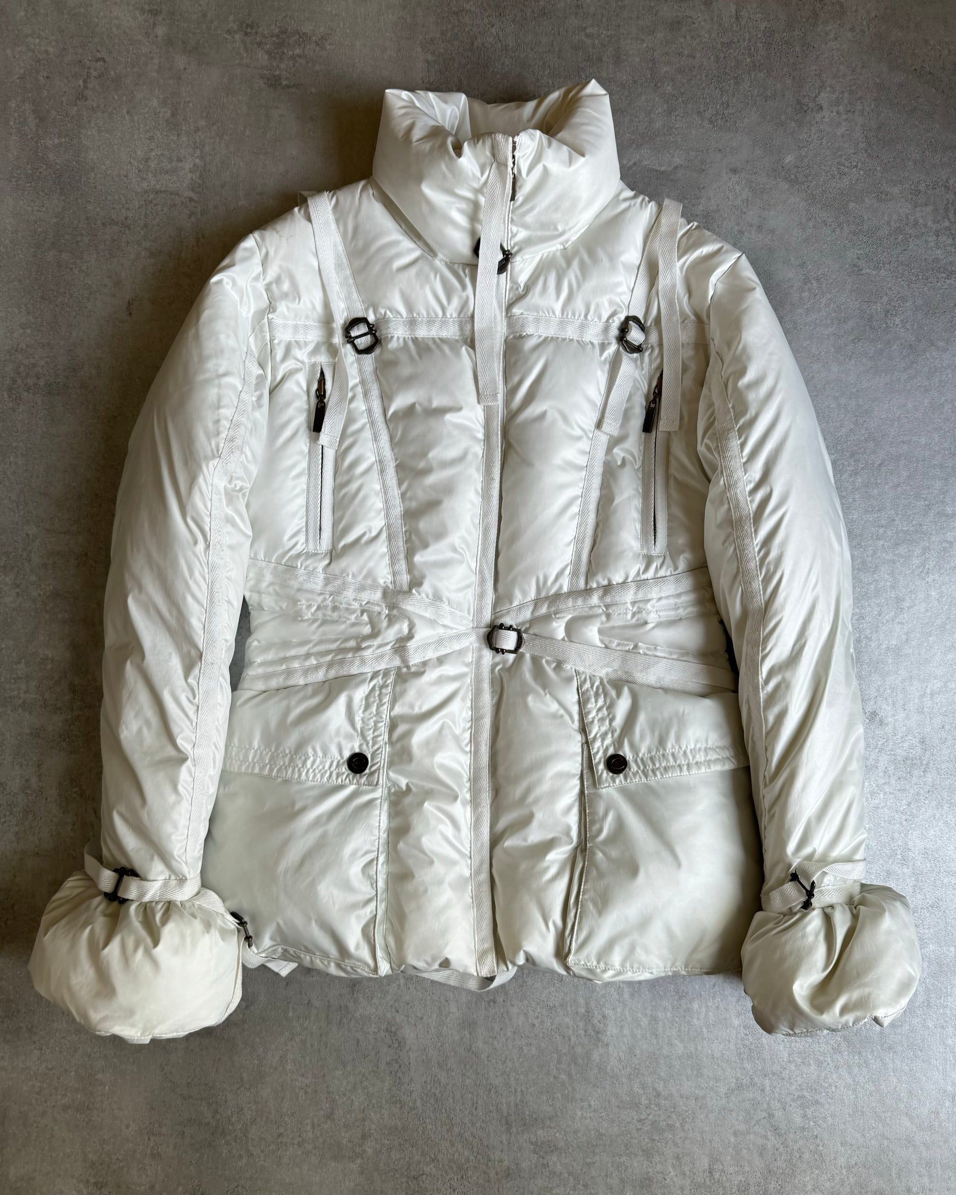 1990s Cavalli White Parachute Harness Puffer Jacket (S) - 1