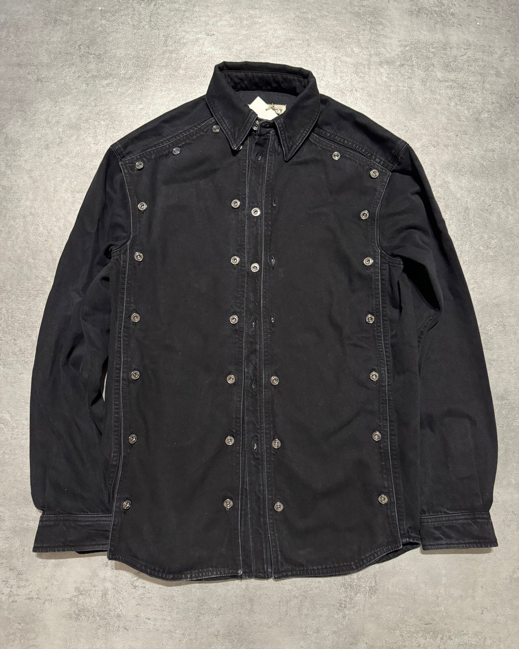 SS2025 Y/Project Snap Evergreen Black Denim Shirt (M) - 1