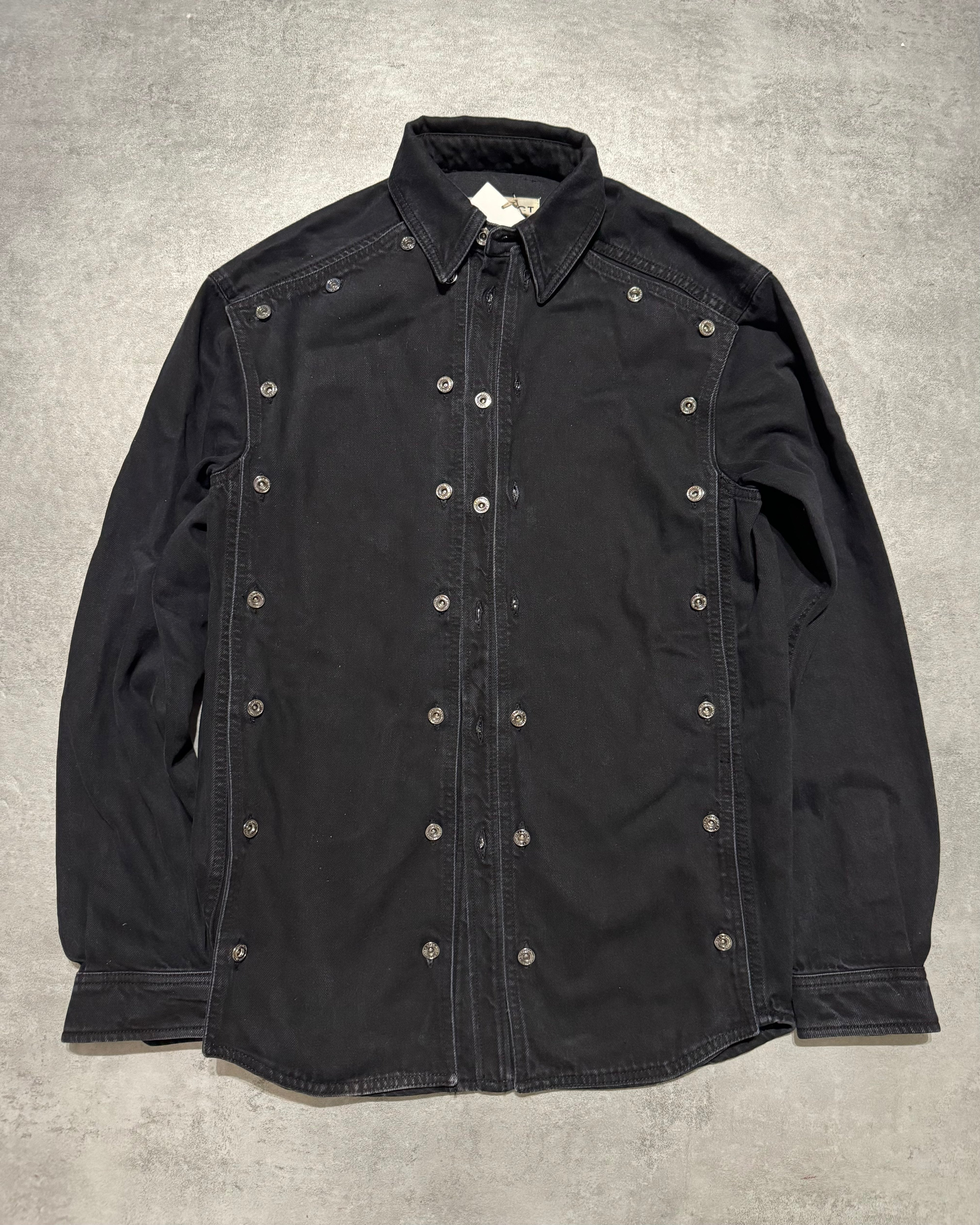 SS2025 Y/Project Snap Evergreen Black Denim Shirt (M) - 1