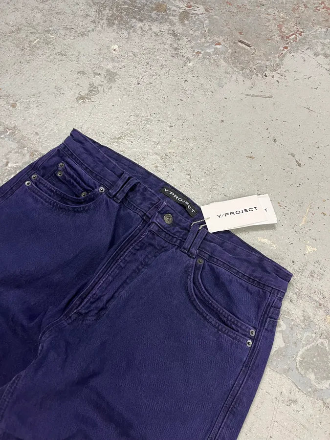 Y-Project Double Layering Purple Denim Jeans GvGGQmO 5