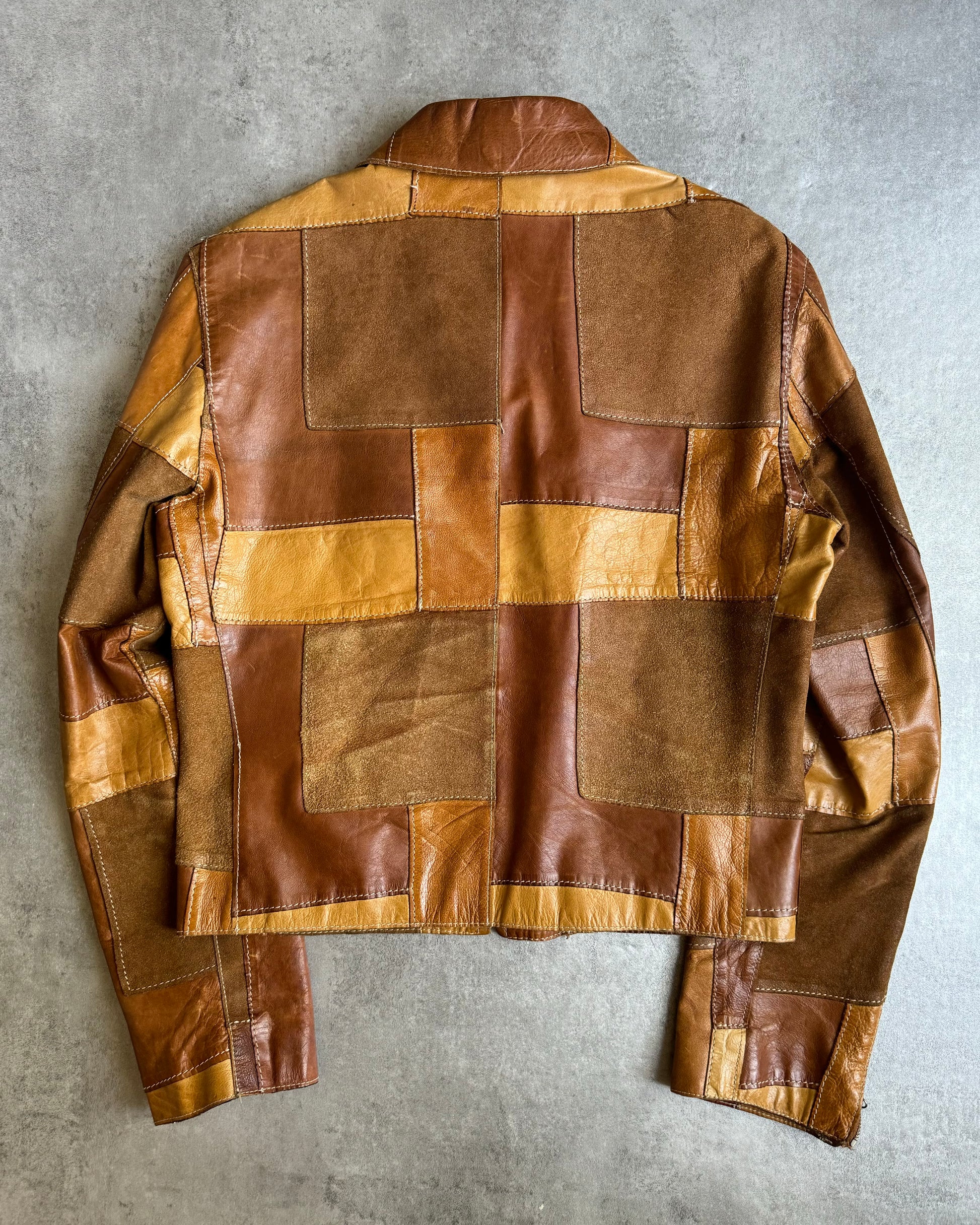 SS2001 Dolce & Gabbana Camel Patchwork Leather Jacket (M) - 2