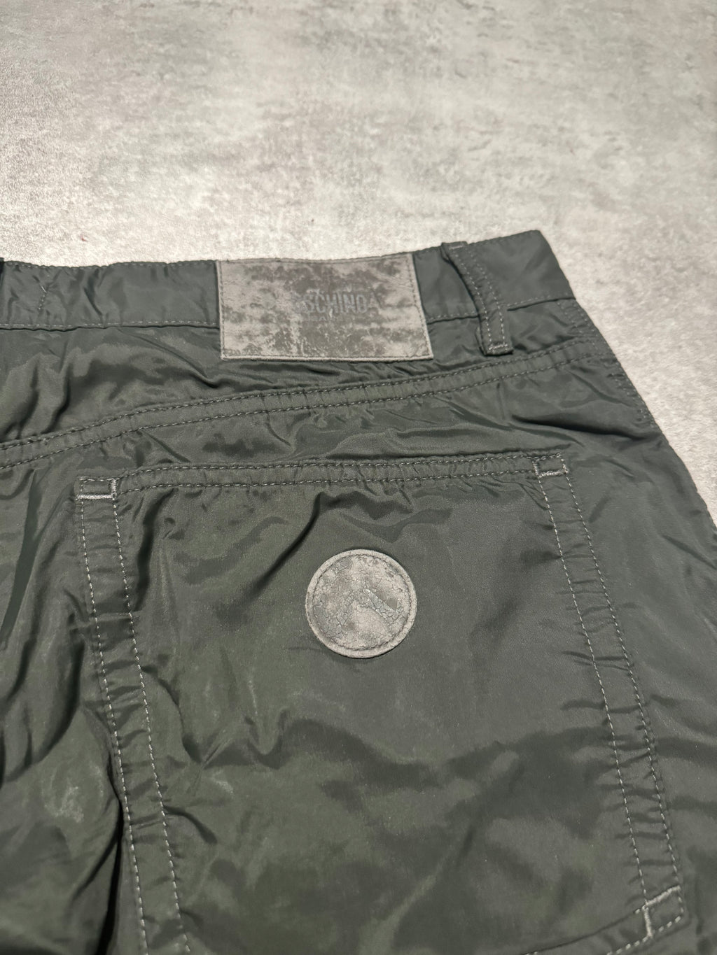 2000s Moschino Green Nylon Large Pants (L/XL) - 4