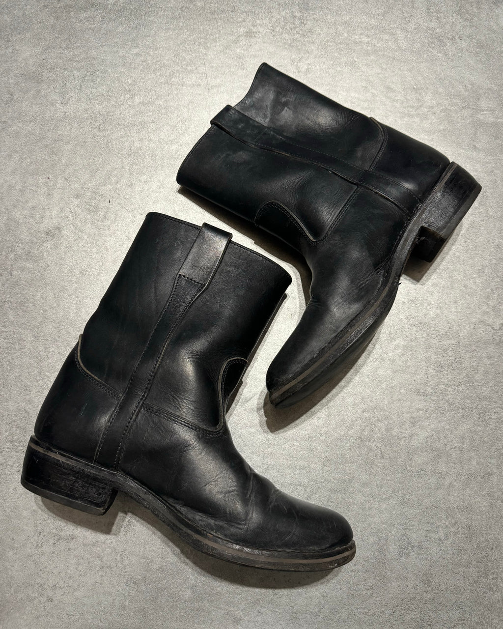 2000s French Cow-Boy Ankle Black Boots (42) - 2