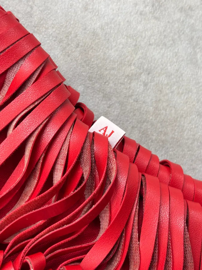 Armani Red Leather Ruched Relief Shoulder Bag cPLuwEG 10
