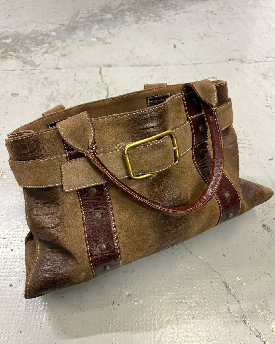 2000s Dolce & Gabbana Brown Leather Python Effect Handle Bag SjMIxON 2