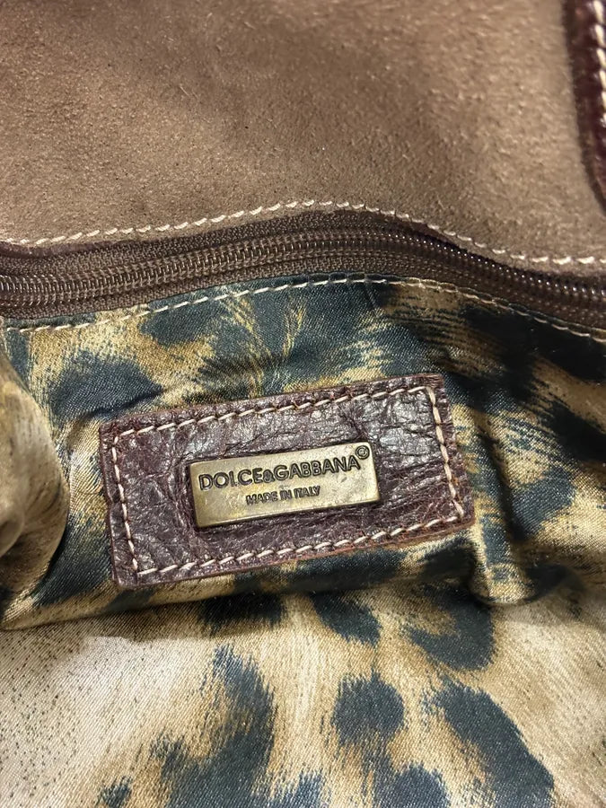 2000s Dolce & Gabbana Brown Leather Python Effect Handle Bag SjMIxON 6