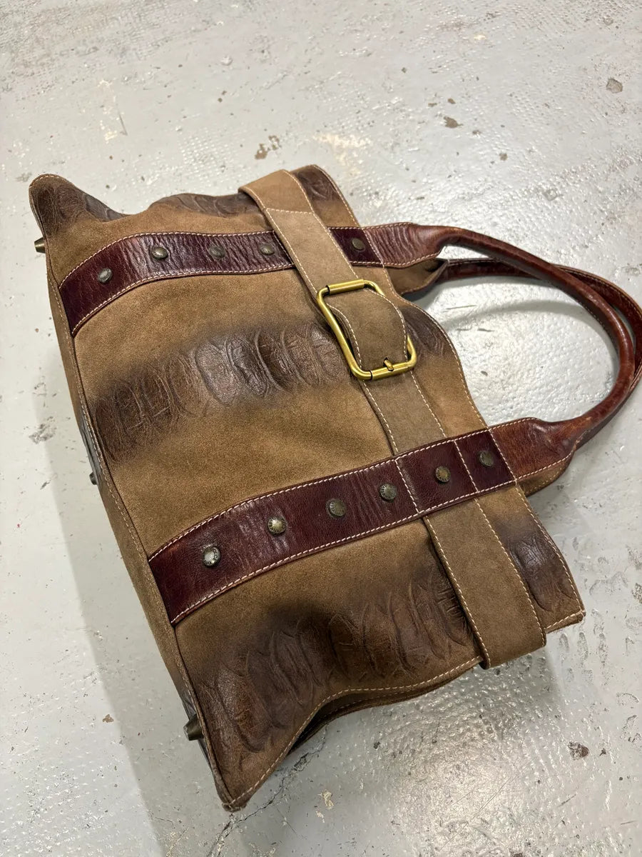 2000s Dolce & Gabbana Brown Leather Python Effect Handle Bag SjMIxON 4