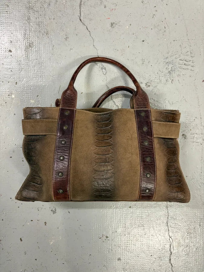 2000s Dolce & Gabbana Brown Leather Python Effect Handle Bag SjMIxON 5