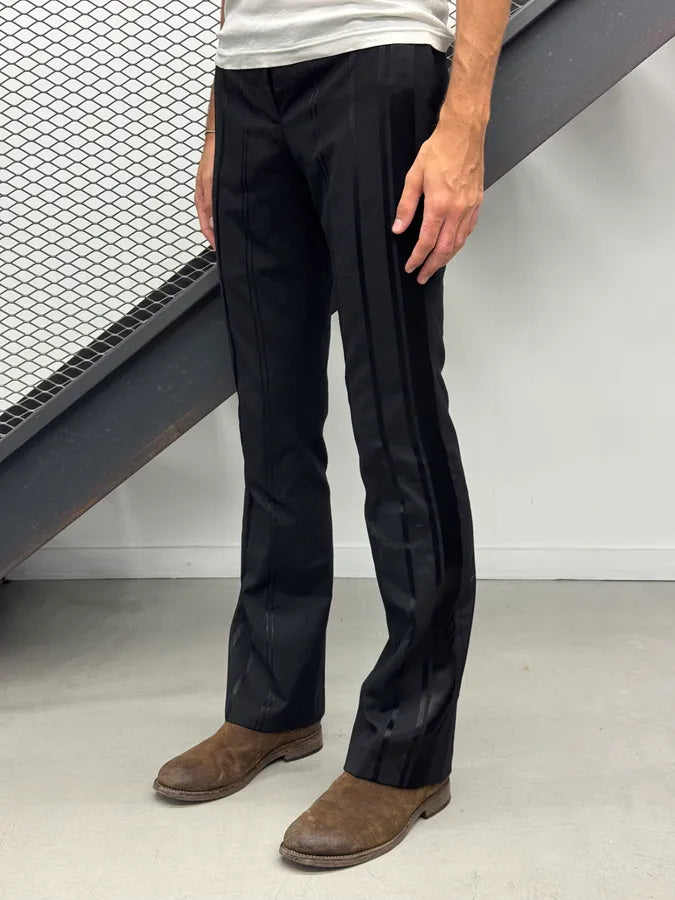 AW2005 Cavalli Black Cotton Pinstriped Tailored Flared Pants YWxJqqE 5