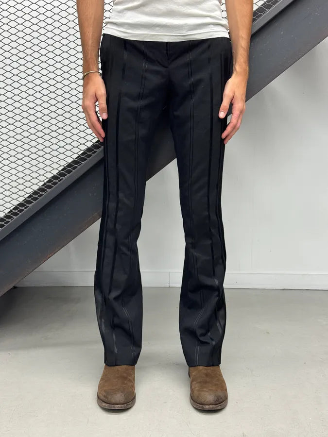 AW2005 Cavalli Black Cotton Pinstriped Tailored Flared Pants YWxJqqE 4