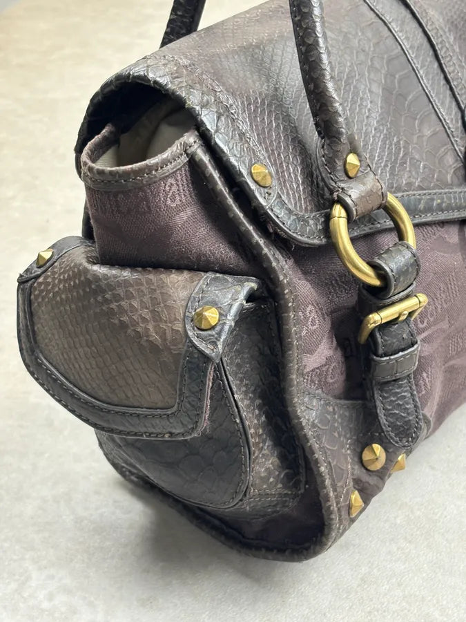 2000s Cavalli Brown Python Embossed Leather Shoulder Bag ftYRLRw 10