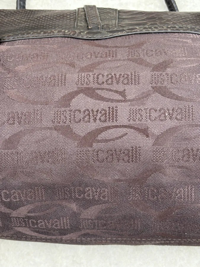 2000s Cavalli Brown Python Embossed Leather Shoulder Bag ftYRLRw 9
