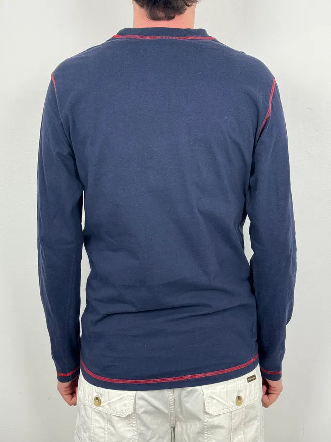 2000s Marithé + François Girbaud Navy Longsleeve Bottle Print T-Shirt tnTkiwz 2